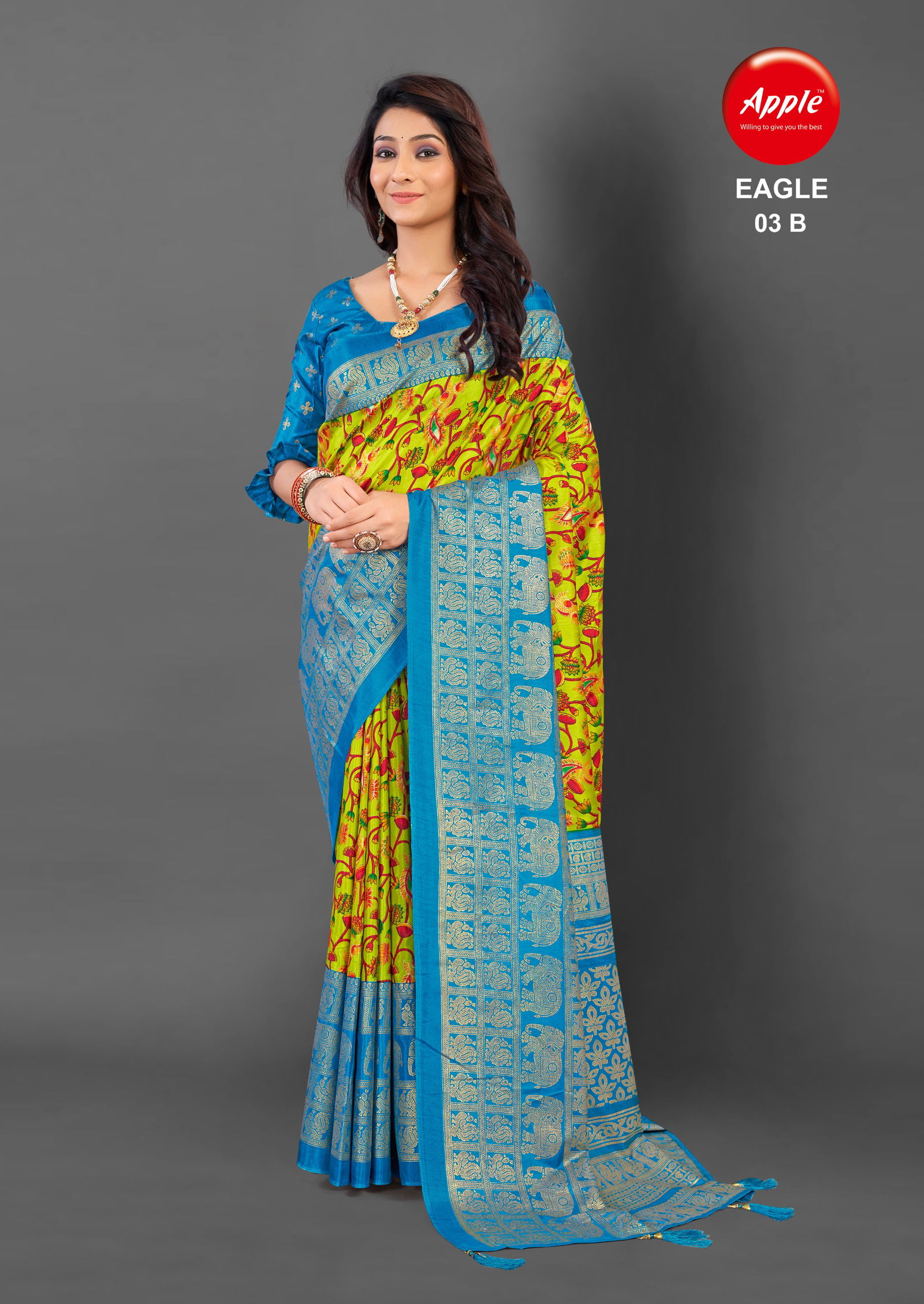 Eagle 03 By Apple Designer Cotton Blend Printed Sarees Wholesale Clothing Suppliers In India
